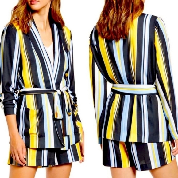 NEW Halogen S Lucinda Tie Waist Lightweight Jacket Multicolored Stripes - Picture 1 of 11